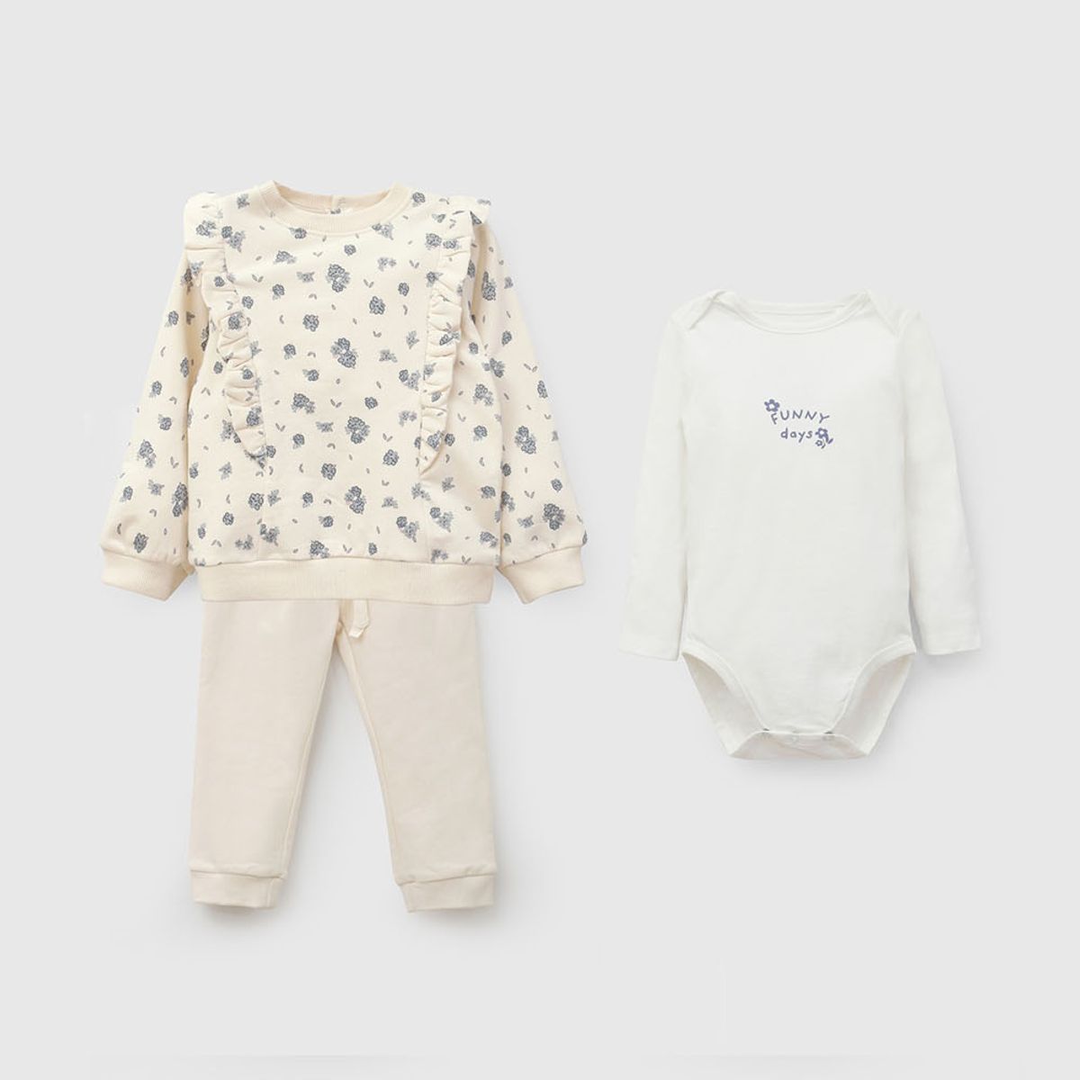 COLLOKY - Set Polerón/Body Beige Bebé niña