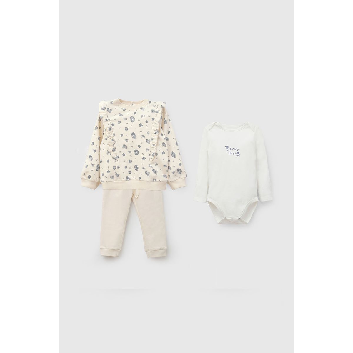 COLLOKY - Set Polerón/Body Beige Bebé niña