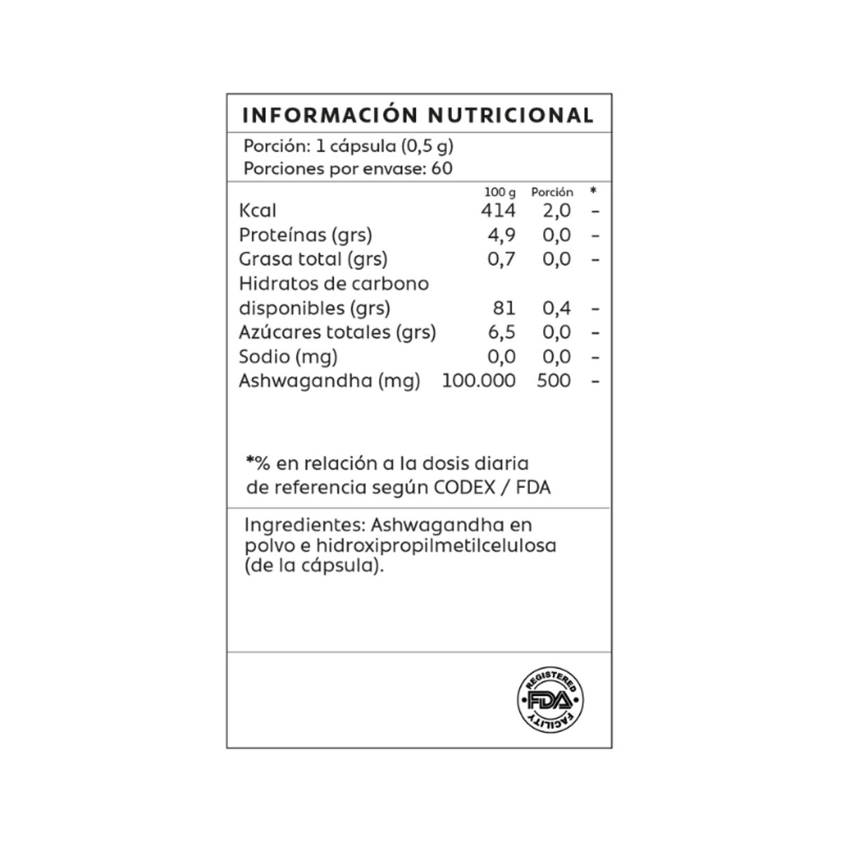 GENERICO - Ashwagandha 60 Capsulas Mind Nutrition