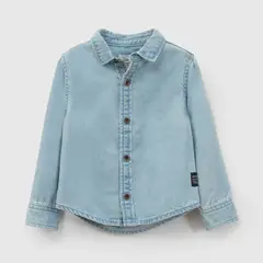COLLOKY - Camisa denim jeans abotonada niño celeste 6/9M a 4/5A