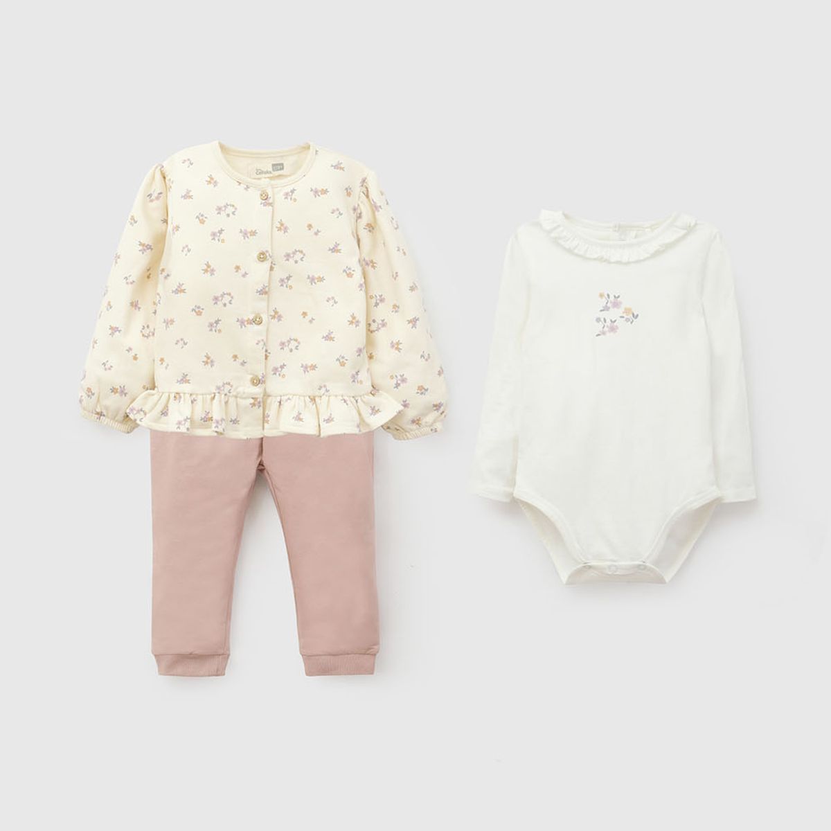COLLOKY - Set Polerón/Body Beige Bebé niña