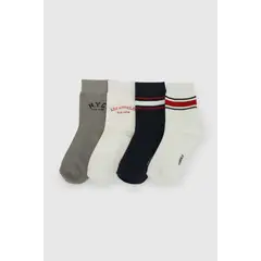 COLLOKY - Pack x4 calcetín 3/4 niño blanco 23/25 - 34/39