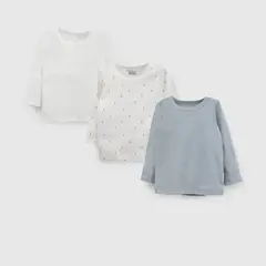 COLLOKY - Pack x3 camiseta niño azul 0/3M a 18/24M 100% algodón