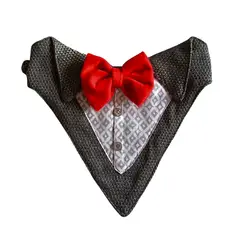 GENERICO - Bandana Para Mascotas Huesito Plomo Lazo Rojo Talla L