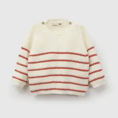 COLLOKY - Sweater rayas unisex beige Tejido 0/3M a 9/12M