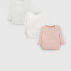 COLLOKY - Pack x3 camiseta niña rosado 0/3M a 18/24M 100% algodón