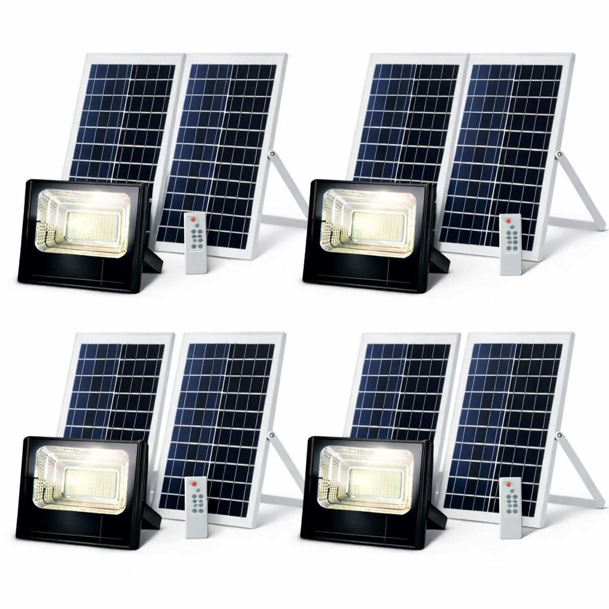 GENERICO - Pack 4 Foco Solar Reflector 300w Con Control Y Panel Color De La Carcasa Negro