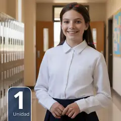 UTILISIMO - Blusa Escolar Camisa Blanca Manga Larga Colegio Para Niñas y Juvenil