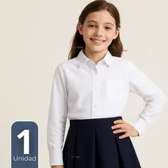 UTILISIMO - Blusa Escolar Camisa Blanca Manga Larga Colegio Para Niñas y Juvenil