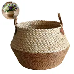 GENERICO - Cestas Canastos Tejido Ratan Hogar Flores Planta 30x29cm