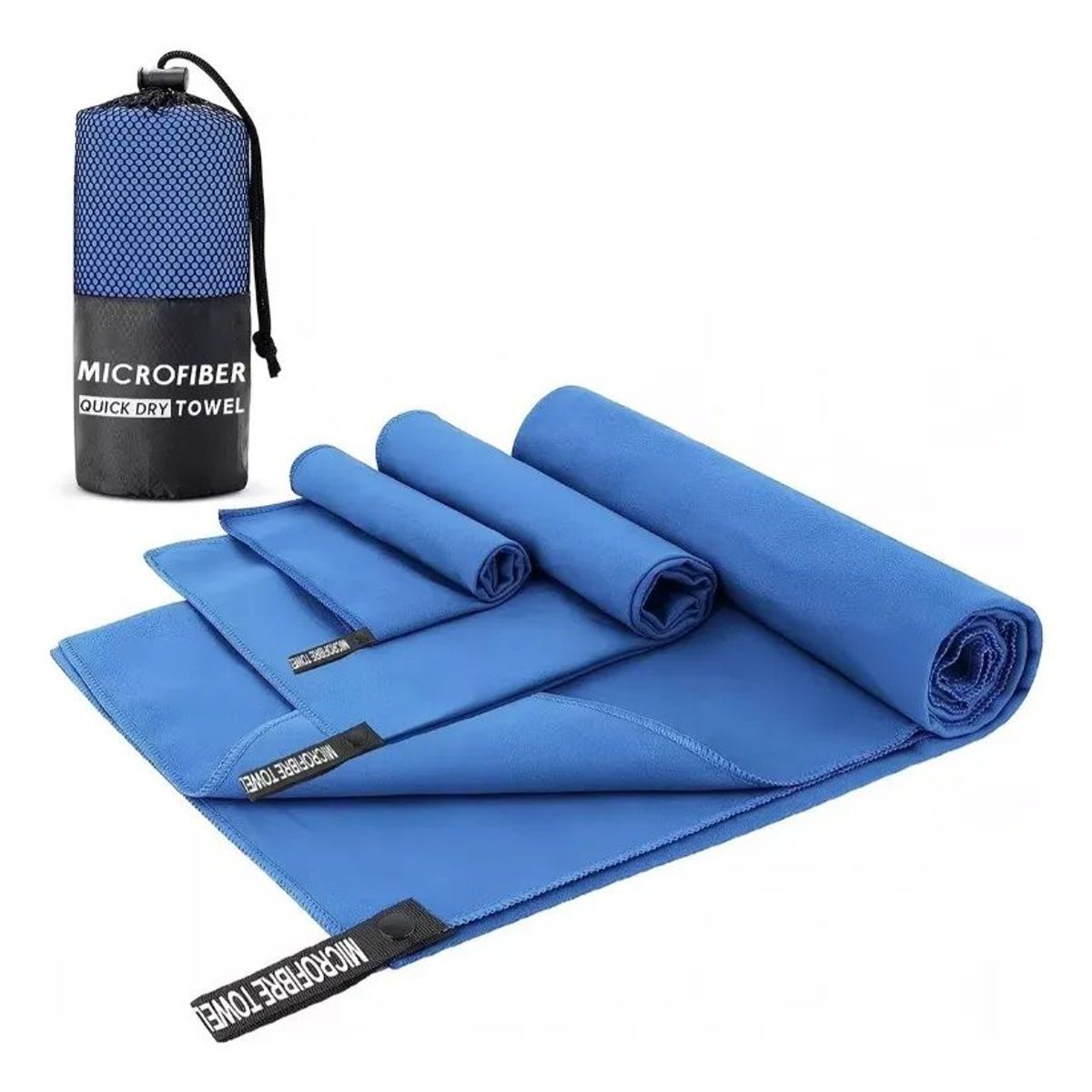 GENERICO - Set 3 Toallas De Baño Viaje Microfibra Secado Rápido, Azul Azul Lisa