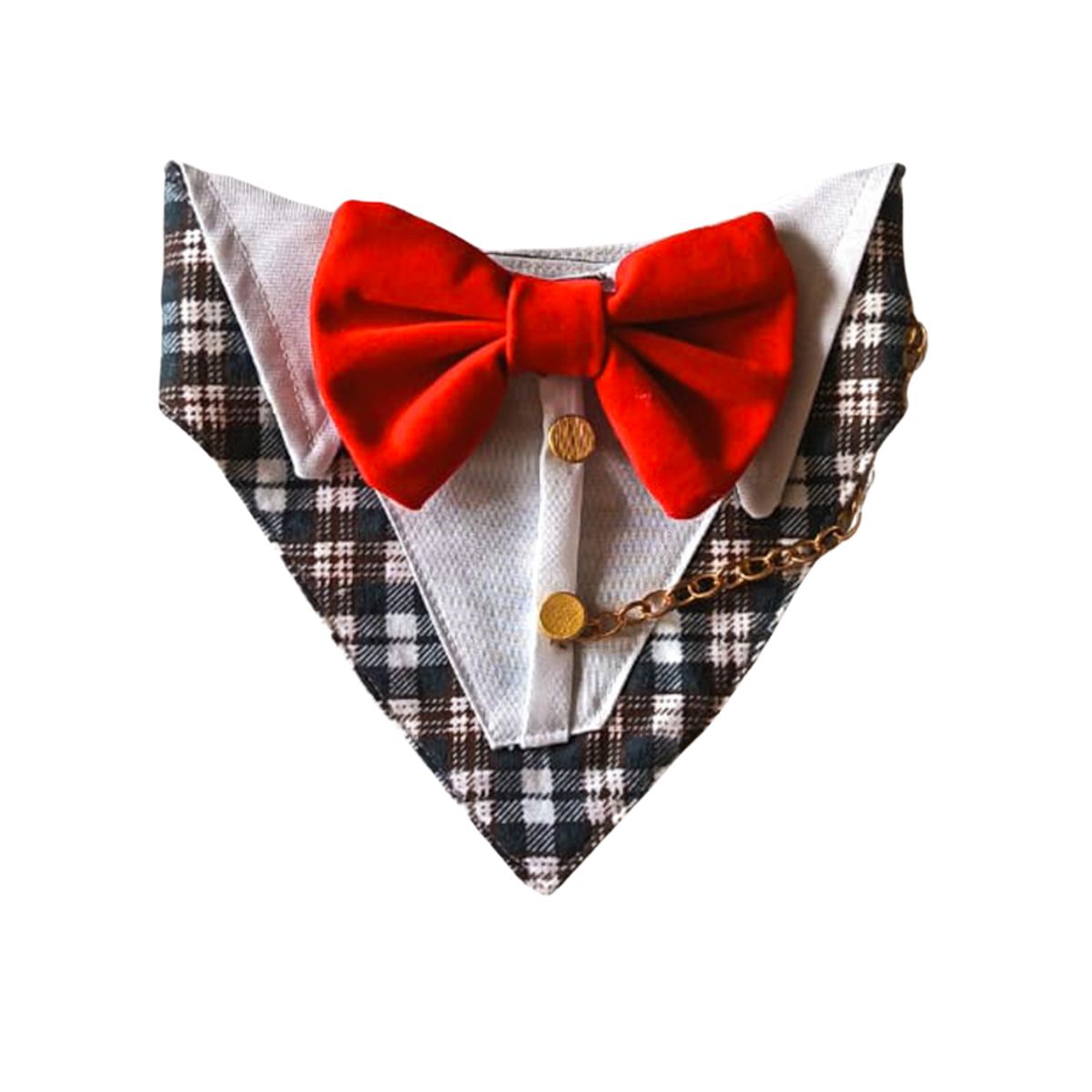 GENERICO - Bandana Para Mascotas Bigote Escoces Gris Lazo Rojo Talla M