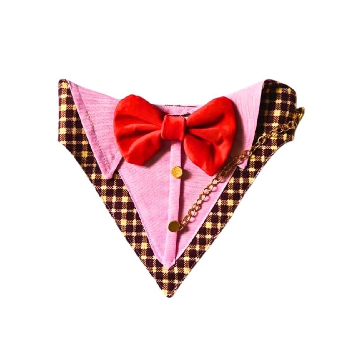 GENERICO - Bandana Para Mascotas Bigote Escoces Burdeo Lazo Rojo Talla M