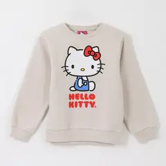 HELLO KITTY - Polerón Cerrado Niña Personaje Gris Blanco
