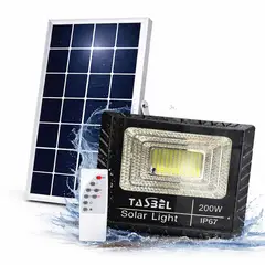 GENERICO - Foco Solar 200w Led Inteligente Control Remoto Ip66 Carcasa Negro Luz Blanco frío