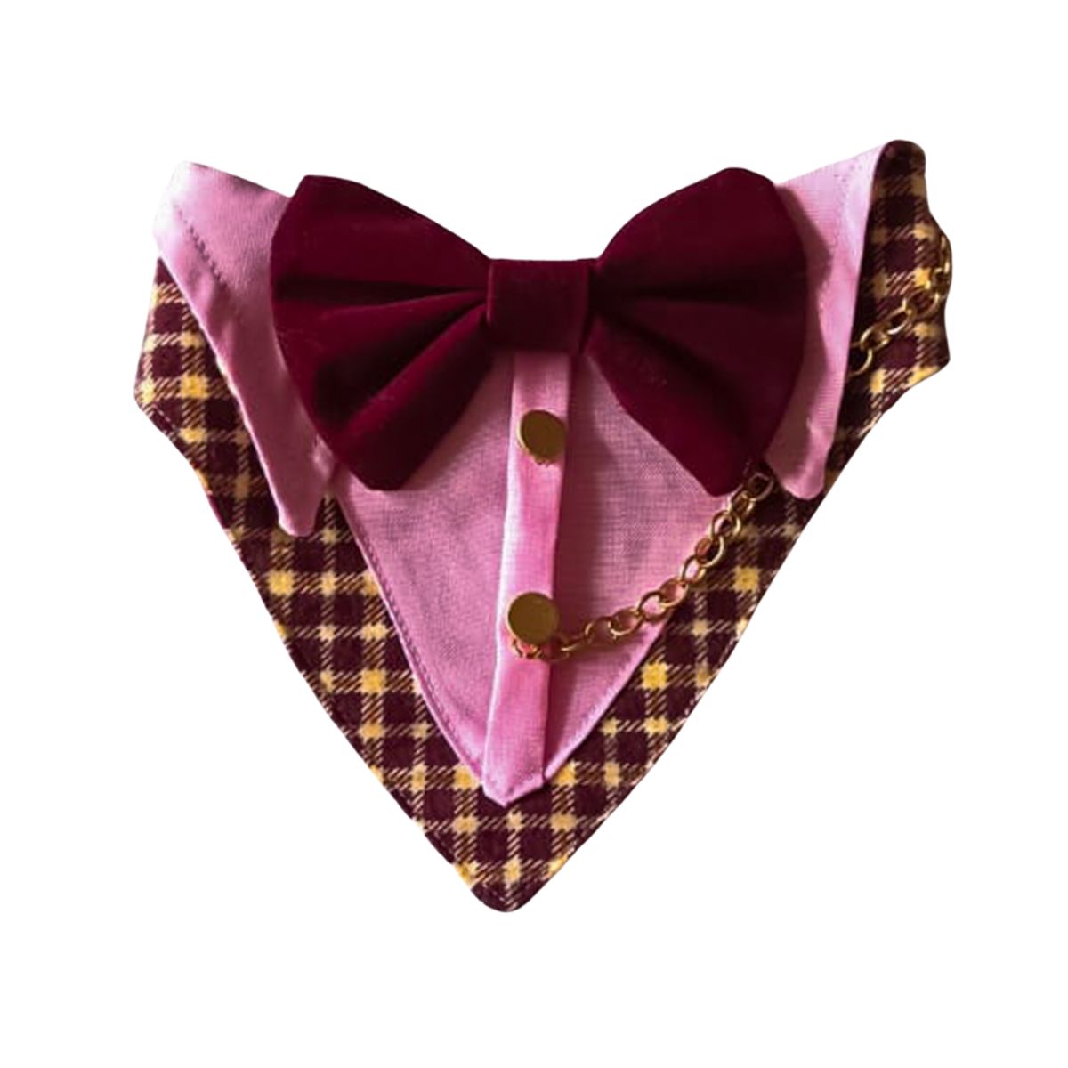 GENERICO - Bandana Para Mascotas Bigote Escoces Burdeo Lazo Burdeo Talla M