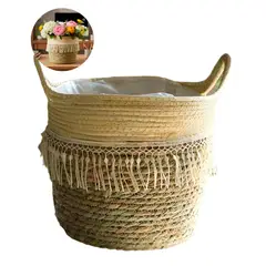 GENERICO - Cesta Mimbre Almacenamiento Flores Plantas Tejida 20 X 20 Cm