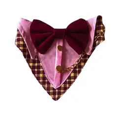 GENERICO - Bandana Para Mascotas Bigote Escoces Burdeo Lazo Burdeo Talla XL