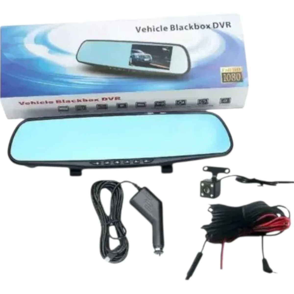 GENERICO - Espejo Retrovisor con Cámara DVR Full HD 1080p y Cámara de Reversa - Seguridad Vehicular