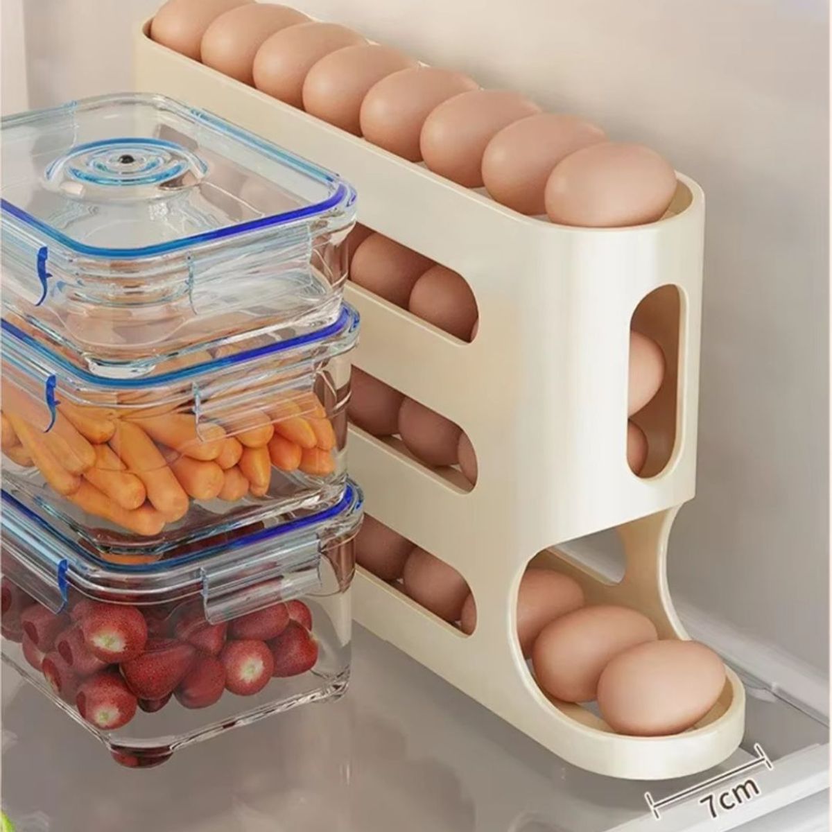 GENERICO - Organizador Huevos Deslizante Para Refrigerador 4 Niveles 30 huevos