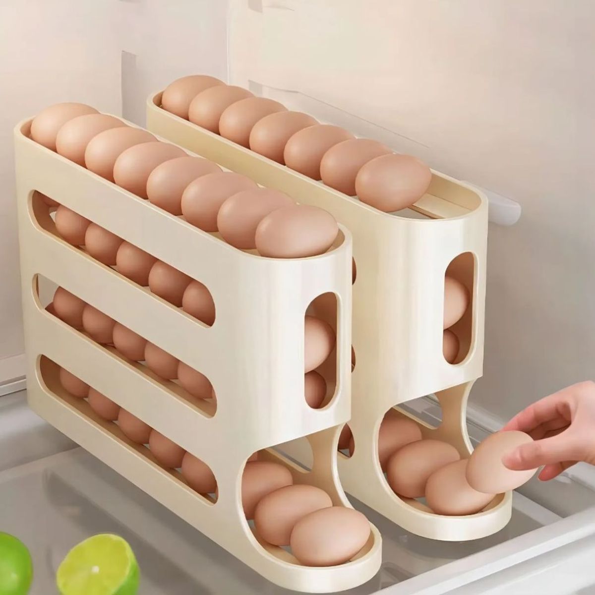GENERICO - Organizador Huevos Deslizante Para Refrigerador 4 Niveles 30 huevos