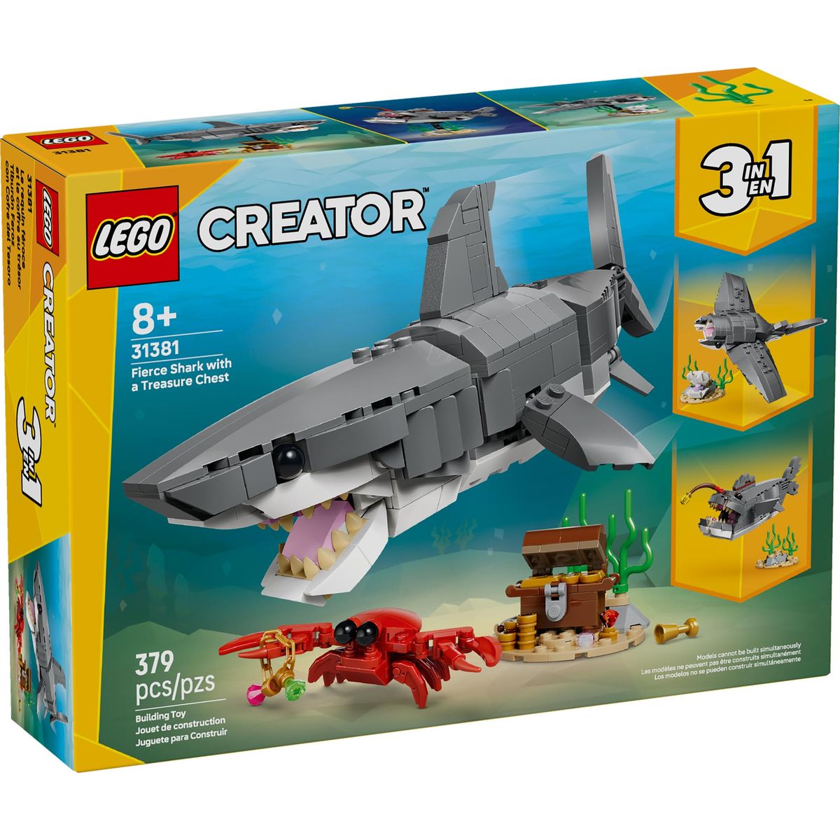 LEGO - LEGO TIBURÓN FEROZ CON COFRE DEL TESORO CREATOR 31381
