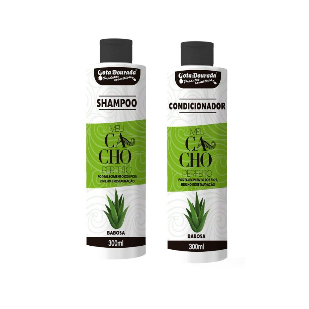 GOTA DOURADA - Shampoo + Acond. Aloe Oil Cachos 300ml  Gota Dourada