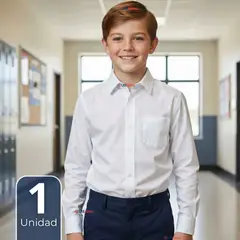 UTILISIMO - Camisa Escolar Blanca Manga Larga Colegio para Niños y Juvenil
