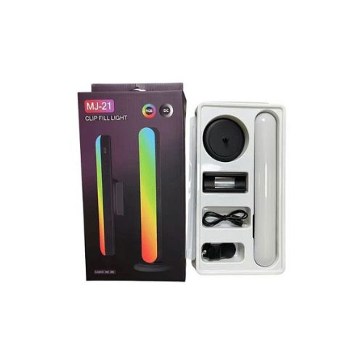 GENERICO - Luz De Relleno Mj-21 Rgb  Clip Y Soporte De Escritorio Blanco Multicolor