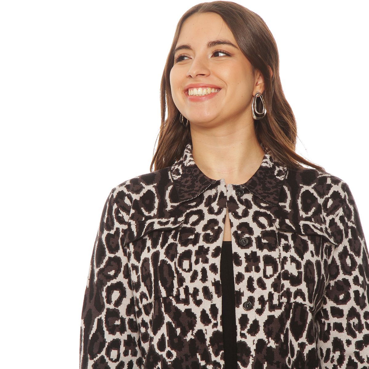 WADOS - CHAQUETA ANIMAL PRINT MANGA LARGA BOTONADO EN DELANTERO