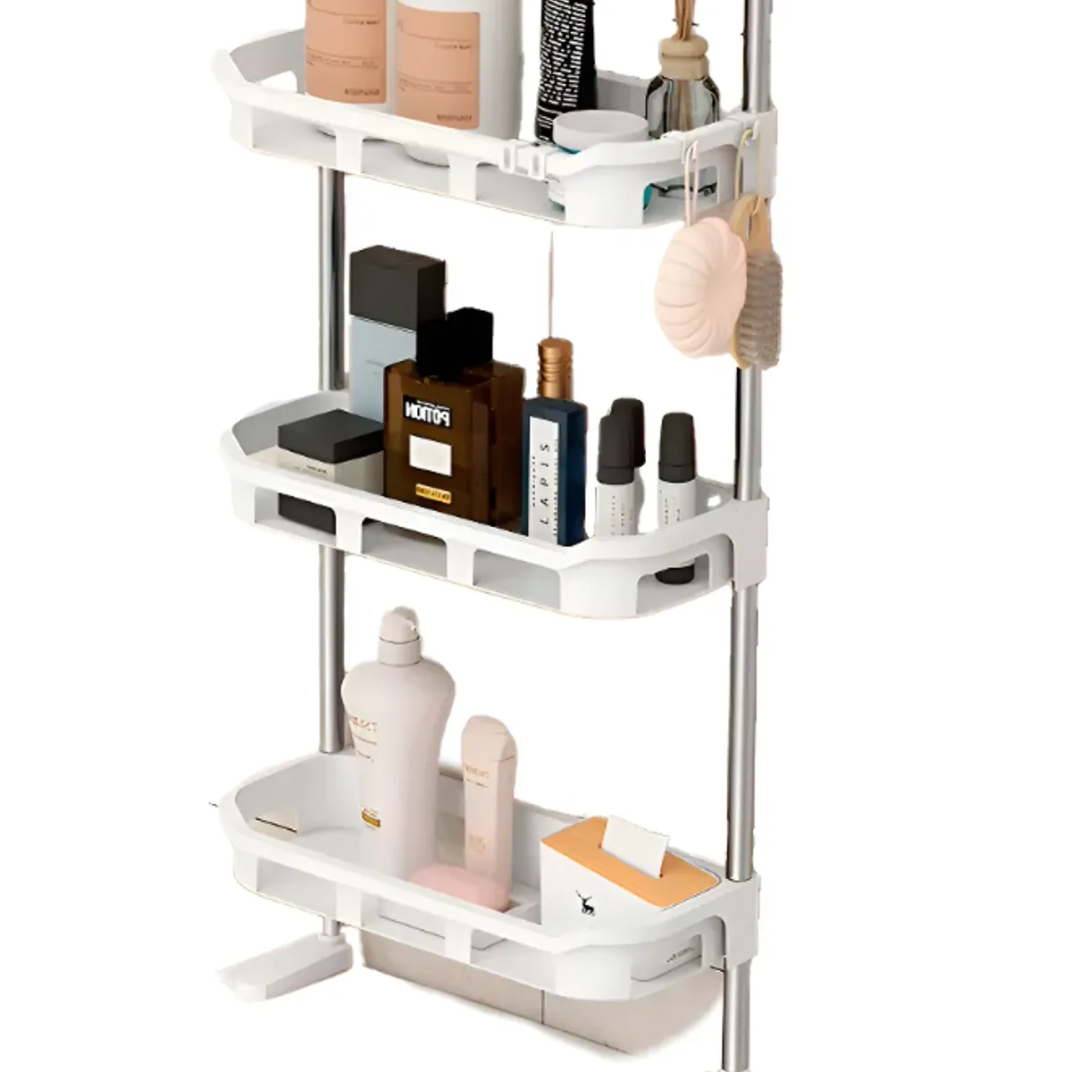 IRM - Rack Estante Organizador De Baño 3 Niveles Colgante Pequeño Blanco
