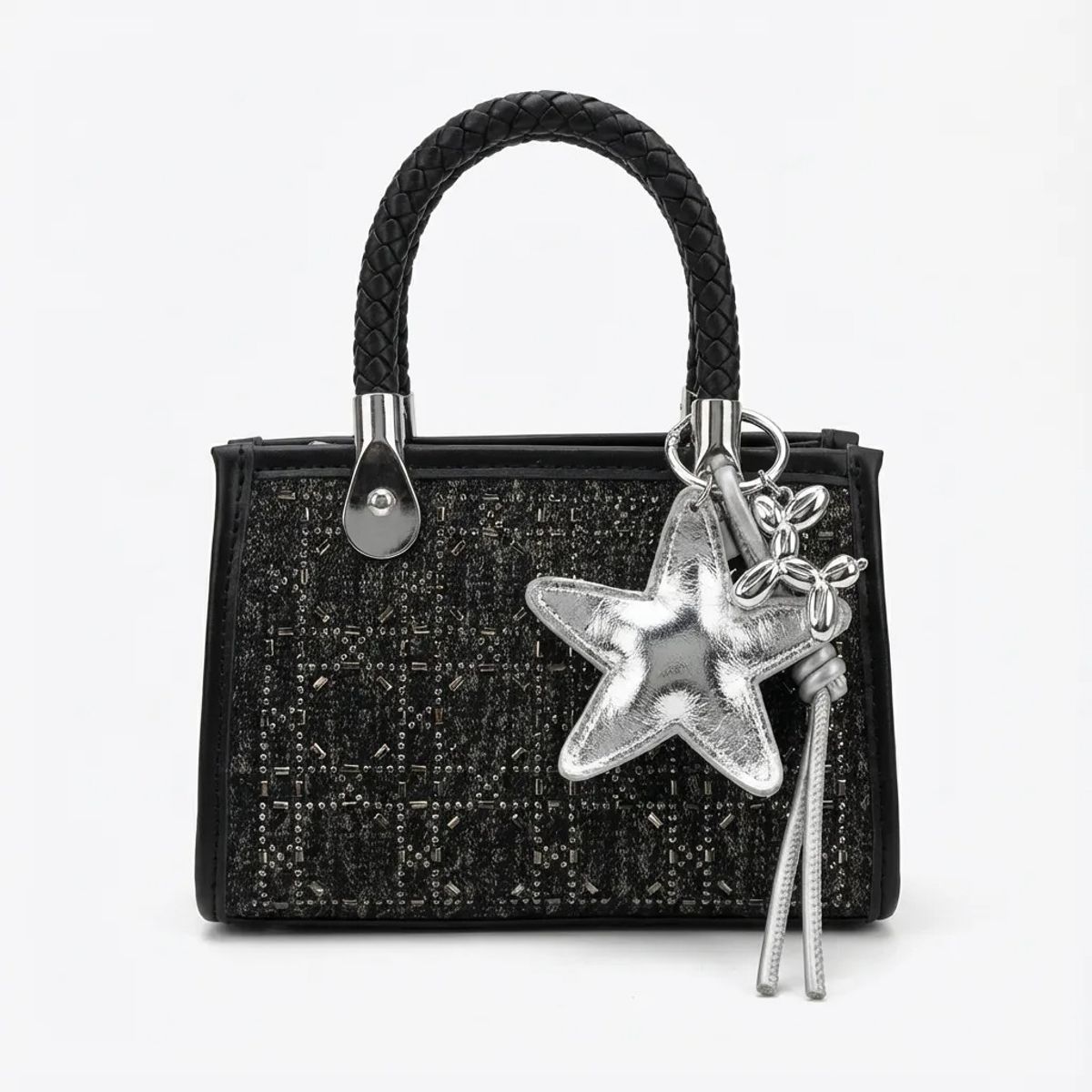 BOVINITA - Cartera Mujer Bandolera Handbag Negra Colgante Estrella