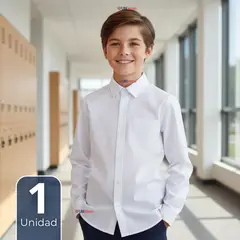 UTILISIMO - Camisa Escolar Blanca Manga Larga Colegio para Niños y Juvenil