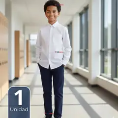 UTILISIMO - Camisa Escolar Blanca Manga Larga Colegio para Niños y Juvenil