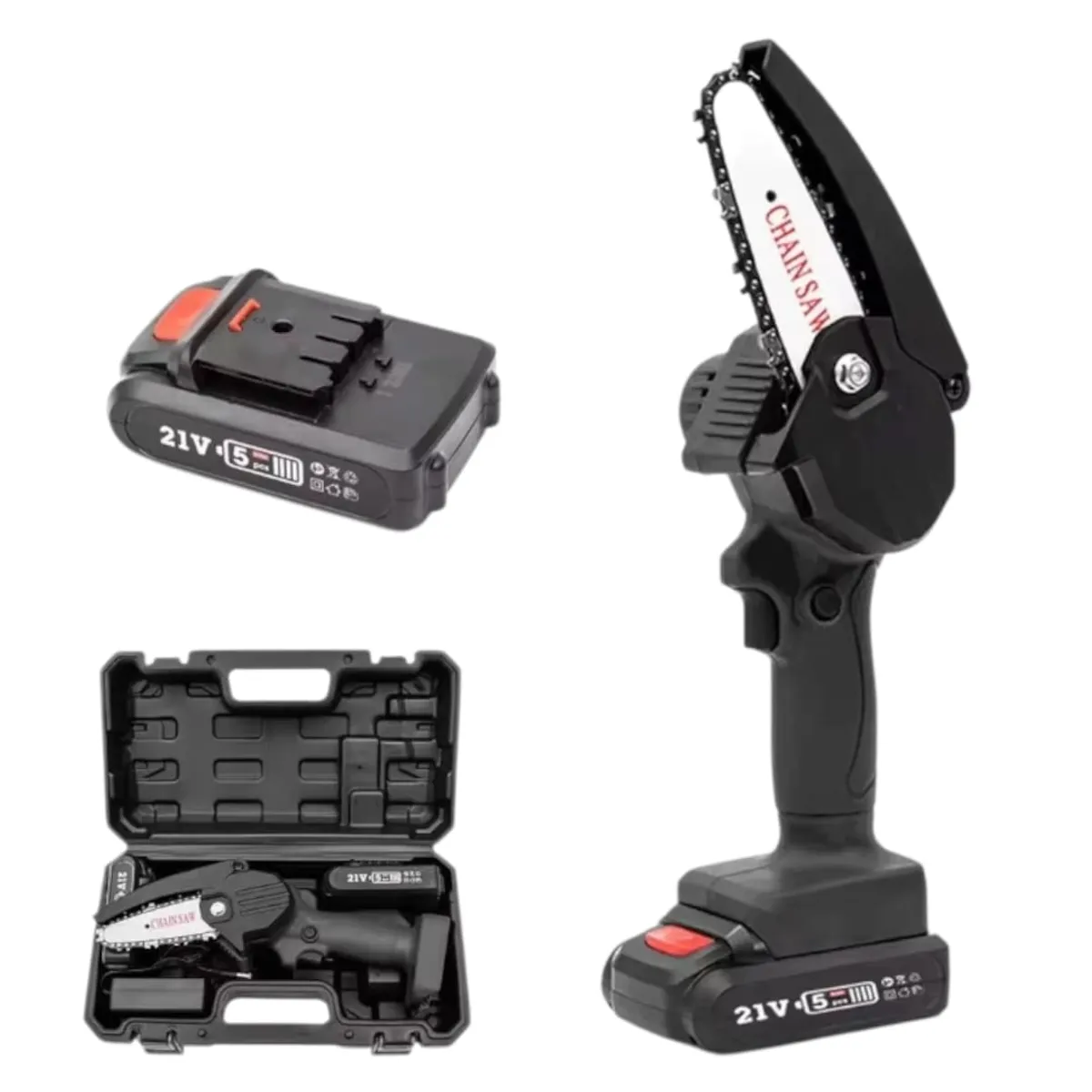 GENERICO - Mini Motosierra Eléctrica Inalámbrica Portátil De 6 Pulgadas Color Negro