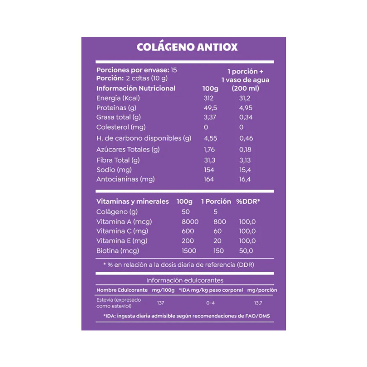 CASCARA FOODS - Colageno Antiox 150 G Cascara Foods