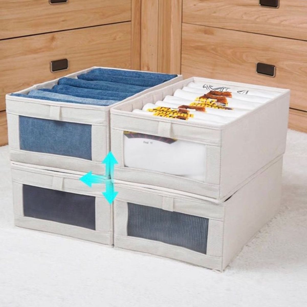 GENERICO - PACK DE 4 CAJAS DE ALMACENAMIENTO PLEGABLE CON ASAS PARA ROPA JUGUETES LIBROS