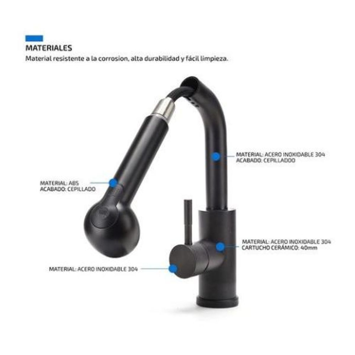 GENERICO - Grifería Para Cocina Extensible Monocomando Canilla De Acero