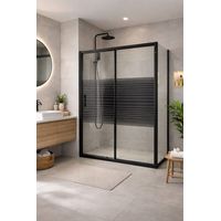 Mampara Ducha Corredera Vidrio 5mm Alum Negro 120-140cm×180cm