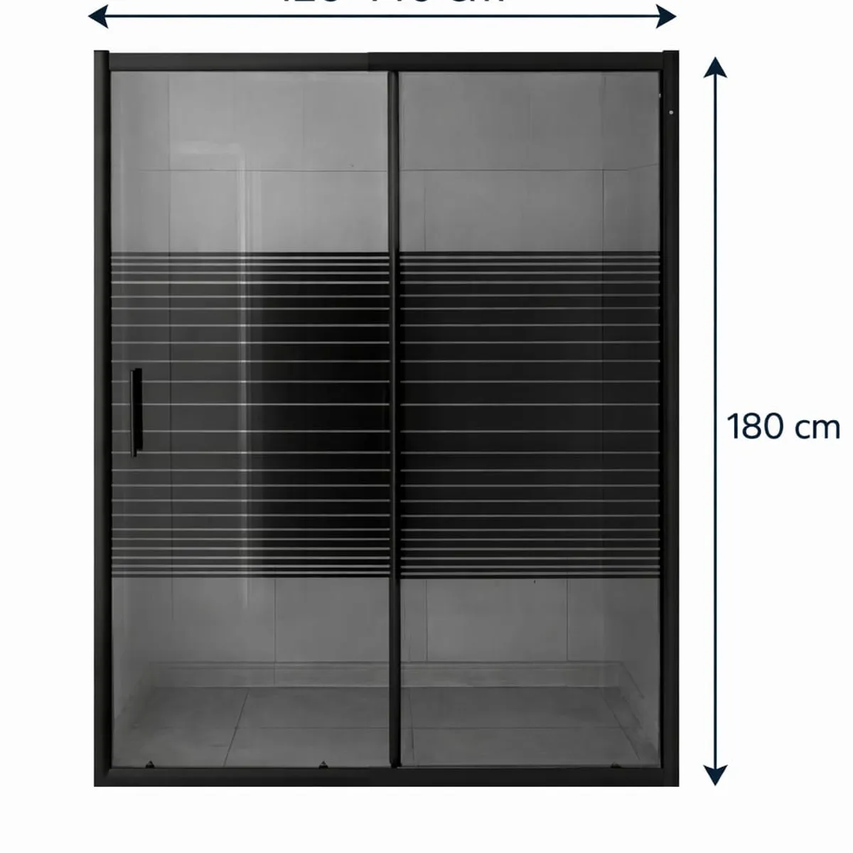GENERICO - Mampara Ducha Corredera Vidrio 5mm Alum Negro 120-140cm×180cm