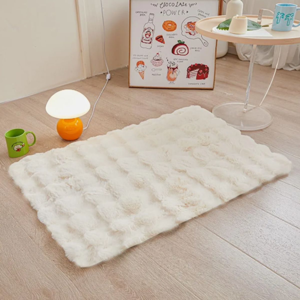 OKAY - Alfombra De Piel Sintética Conejo Extra Suave Blanco