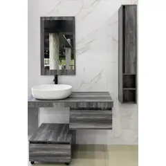 GENERICO - Mueble Vanitorio Flotante Completo Con Espejo Estante y Mueble Auxiliar