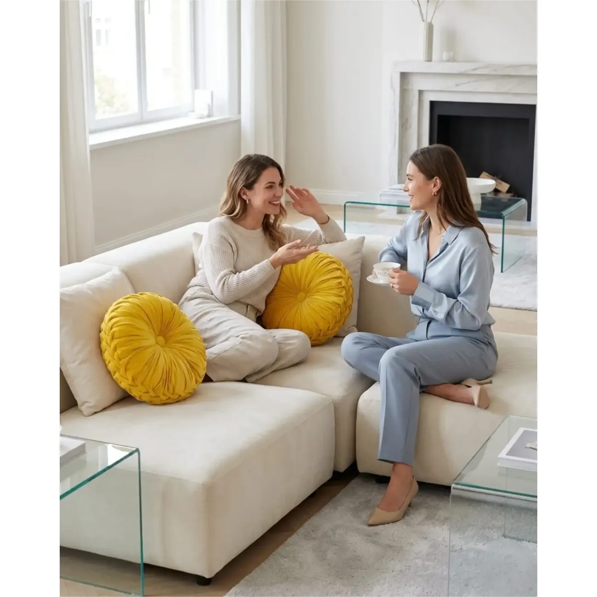 GENERICO - Cojin Rueda Terciopelo Redondo Sofa Decorativo Salon