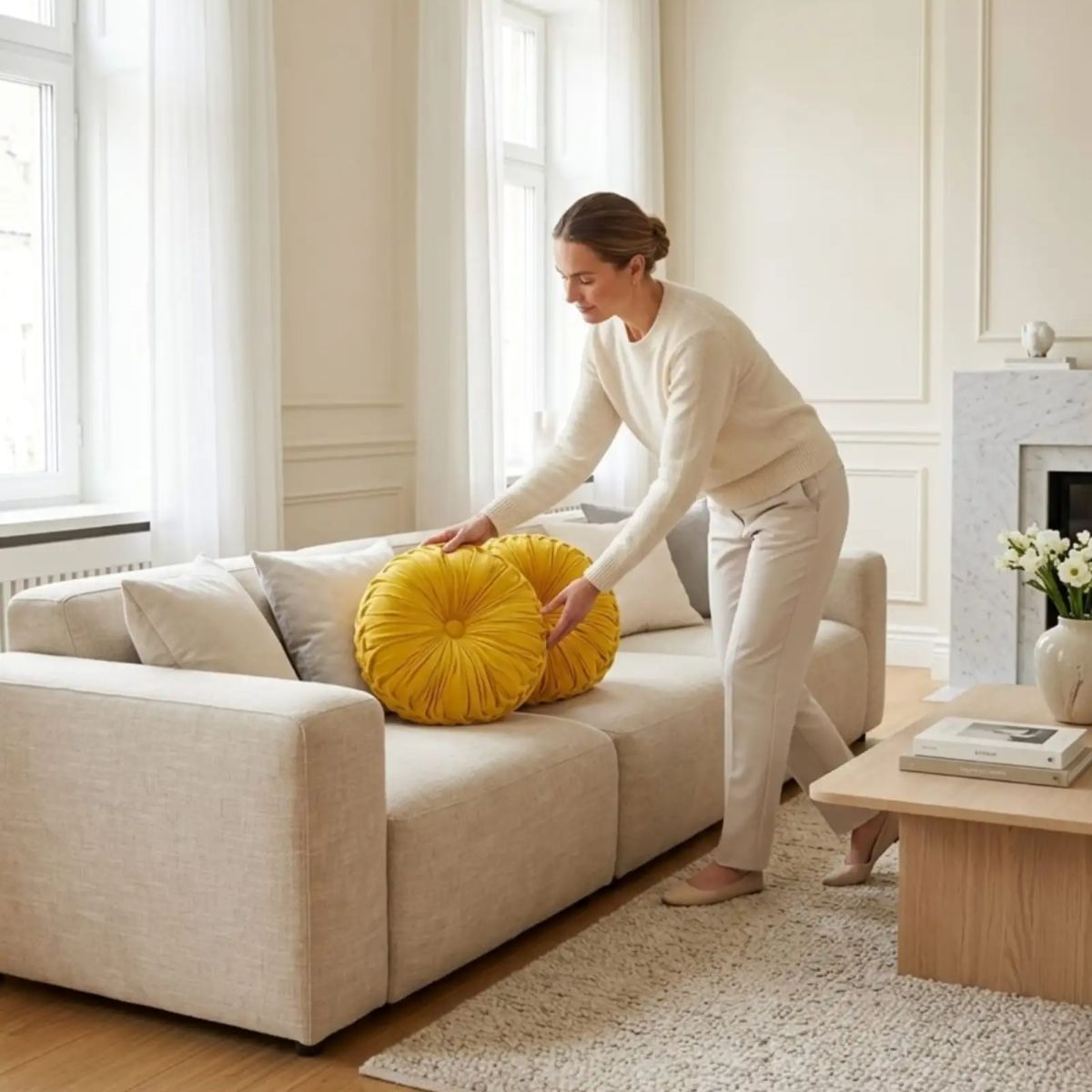GENERICO - Cojin Rueda Terciopelo Redondo Sofa Decorativo Salon