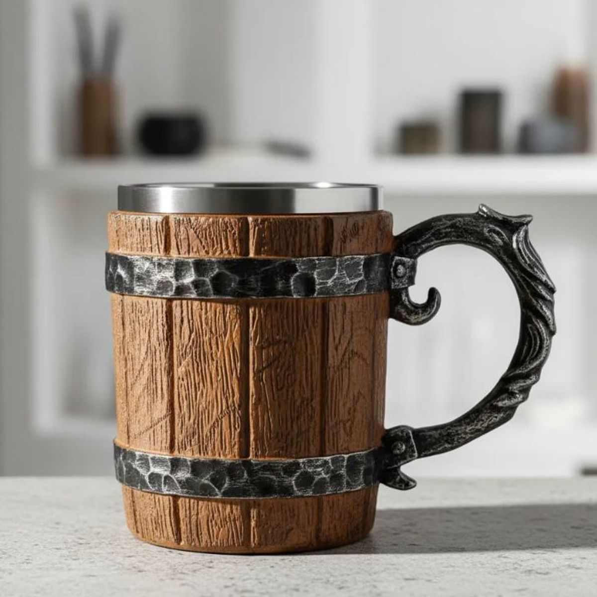 GENERICO - Taza Diseño Medieval Vanguiardista Acero Inoxidable