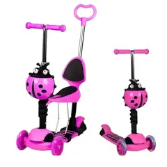 GENERICO - Scooter Monopatin 3 En 1 Ajustable Rosa
