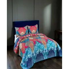 GENERICO - CUBRECAMA CON DISENO Y POMPON 2P MULTICOLOR