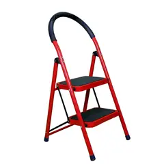 GENERICO - Escalera Plegable Metálica 2 Peldaños multiuso Rojo