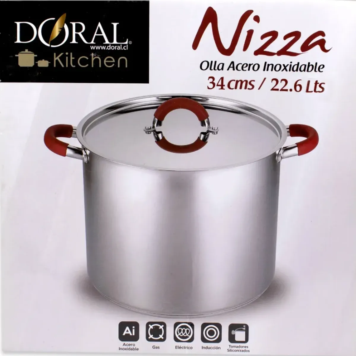 DORAL - Olla Nizza Acero Inoxidable Ctapa 34cms