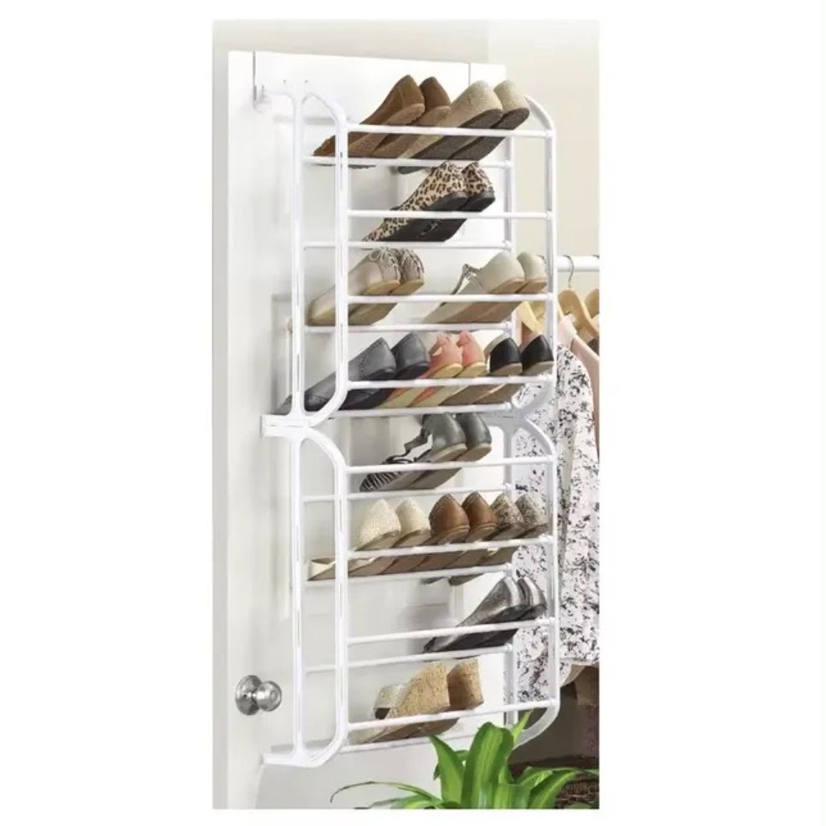 GENERICO - Zapatero Colgante 24 Pares Blanco Organizador De Zapatos Puerta Negro